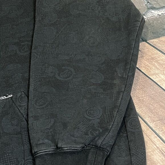 Vintage Y2K Volcom Full Zip Hoodie Men’s Medium Gray AOP Sherpa Lined Skater - Picture 4 of 15